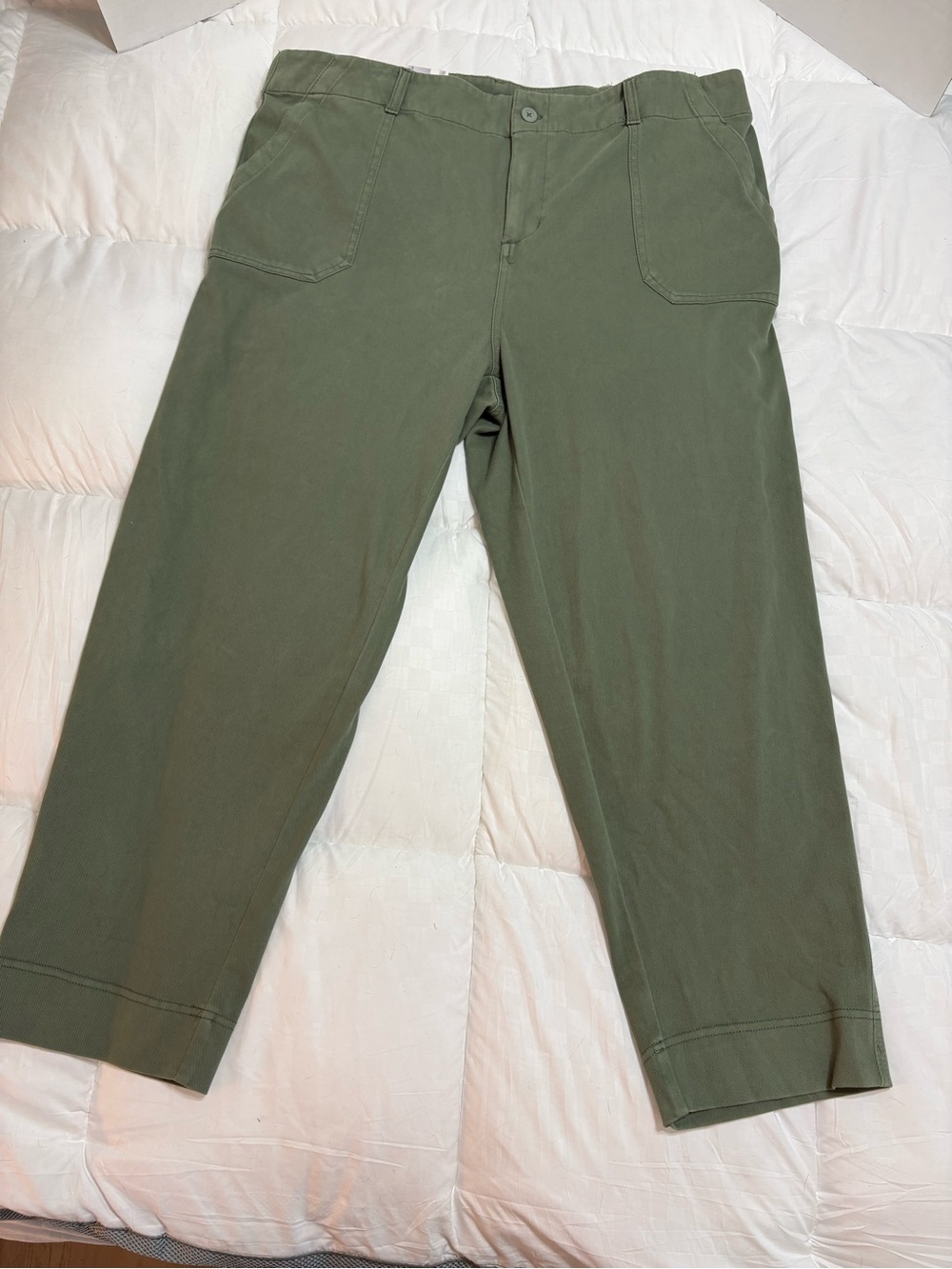 32 Degrees Cool Women's Ankle Pants Green 2XL Elastic Waist Pockets Cotton Blend